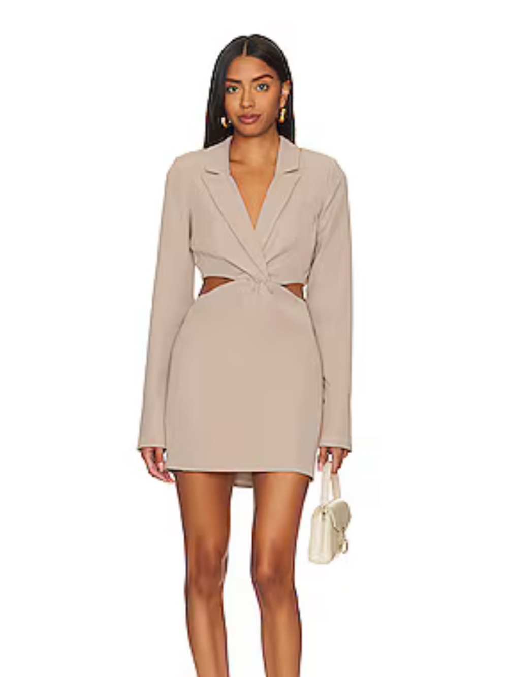MAJORELLE Taupe Tie-Front Cropped Blazer